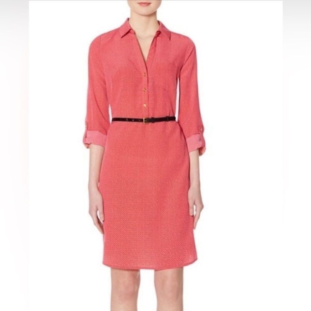 The Limited XS Ashton Coral Long Sleeve Pullover Shirt Dress